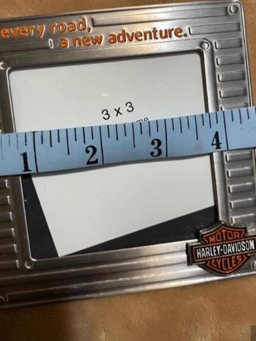 Harley-Davidson Silver Metal Photo Frame Magnet with Orange Logo Accent